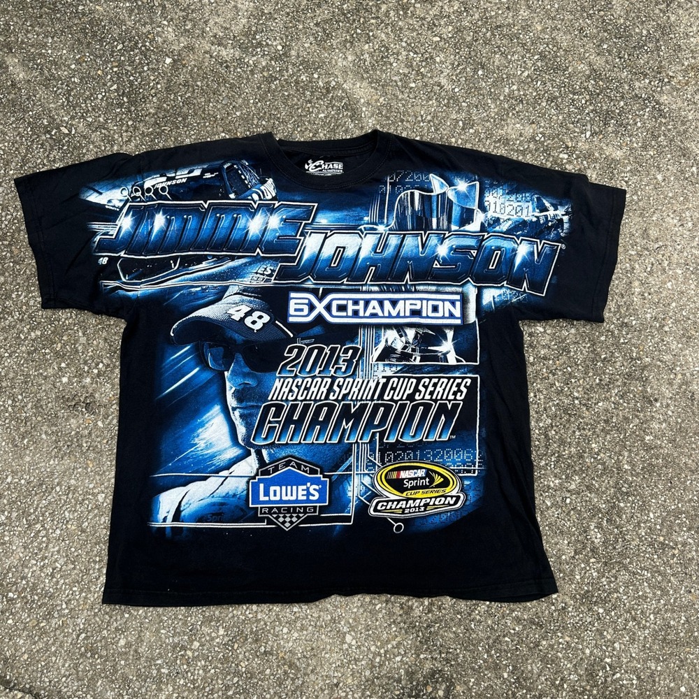 Chase Authentics Jimmie Johnson 2013 NASCAR 6X Champion T-Shirt XL AOP Black